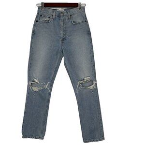 Agolde Riley High Rise Straight Crop Jeans Size 23 Clear Skies A056-1141